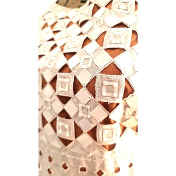 Per Se Carlisle 100% Silk Dress. intricate cut-out pattern embellishments SZ 2 - Picture 8 of 13